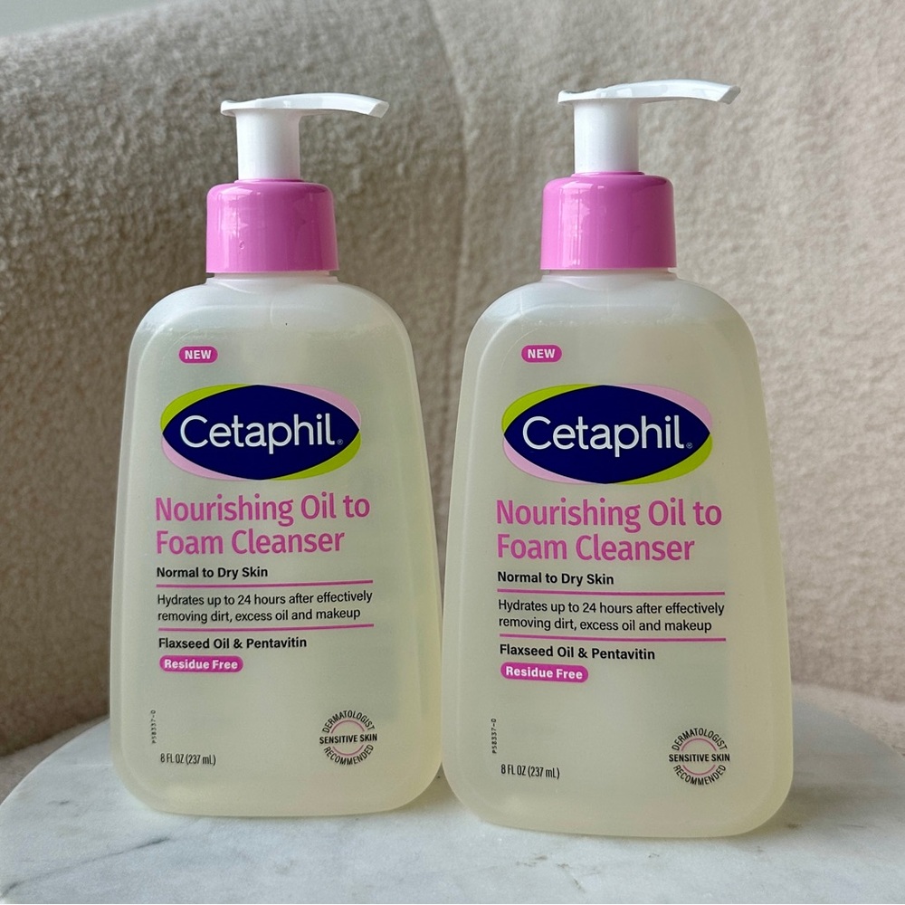 Cetaphil 2 Pc Bundle - Nourishing Oil to Foam Cleanser Face Wash Sensitive Skin